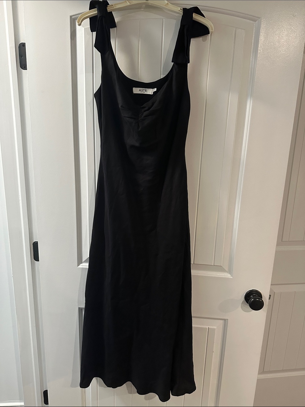 ASTR Black Midi Slip Dress with Tie Shoulders